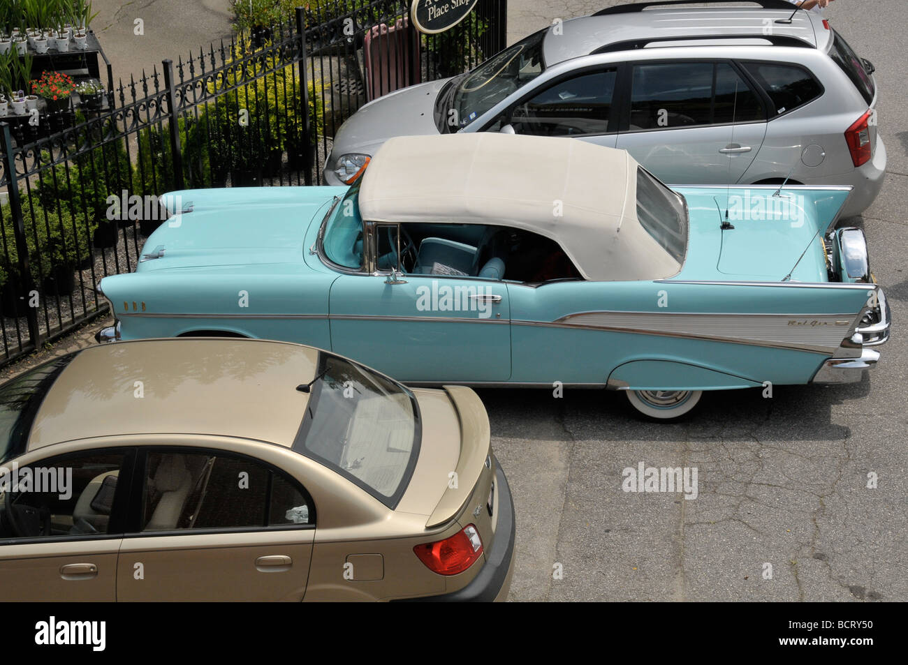 Parking lot with classic Chevrolet Stock Photo Alamy