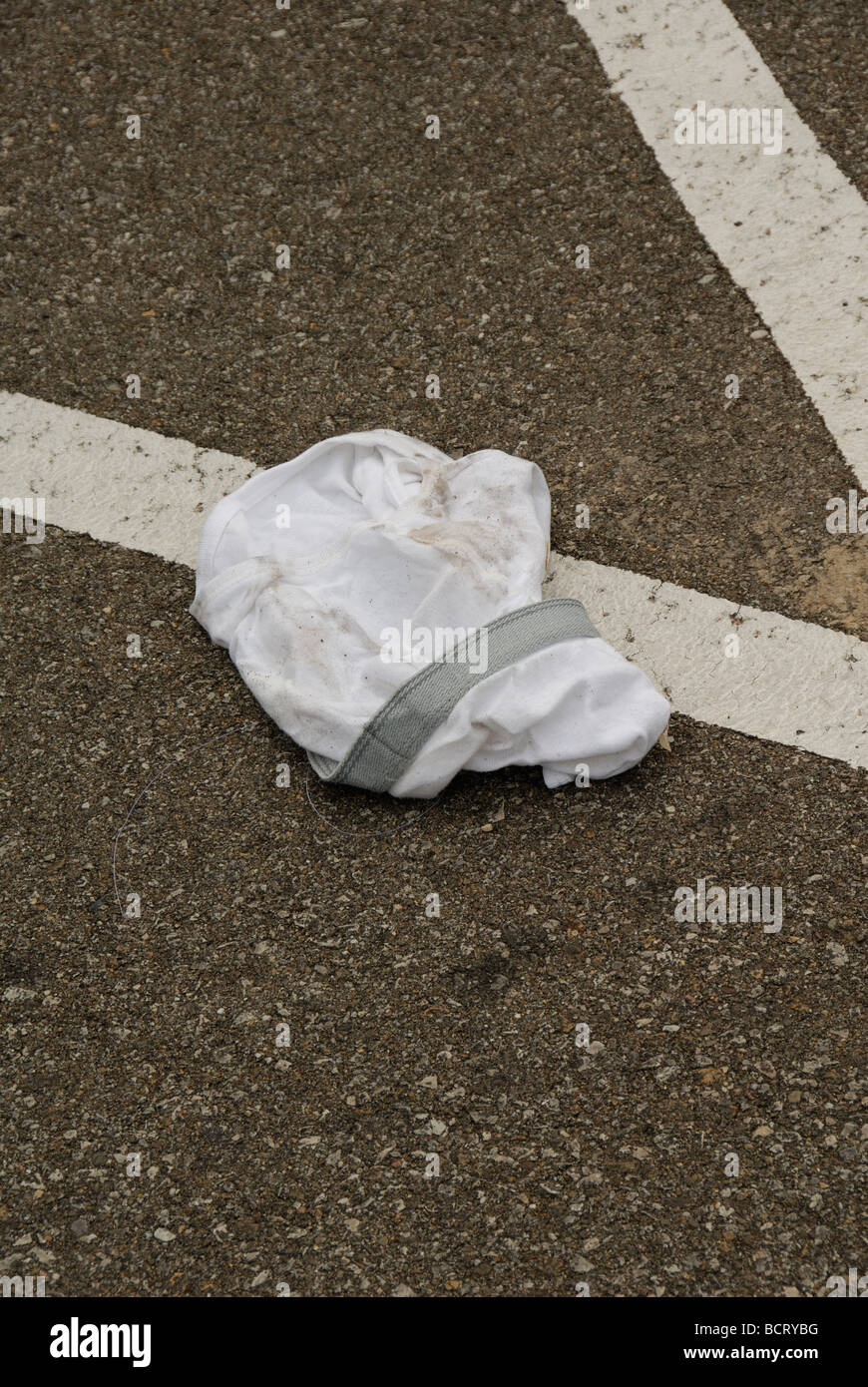 Underwear found in parking lot Stock Photo