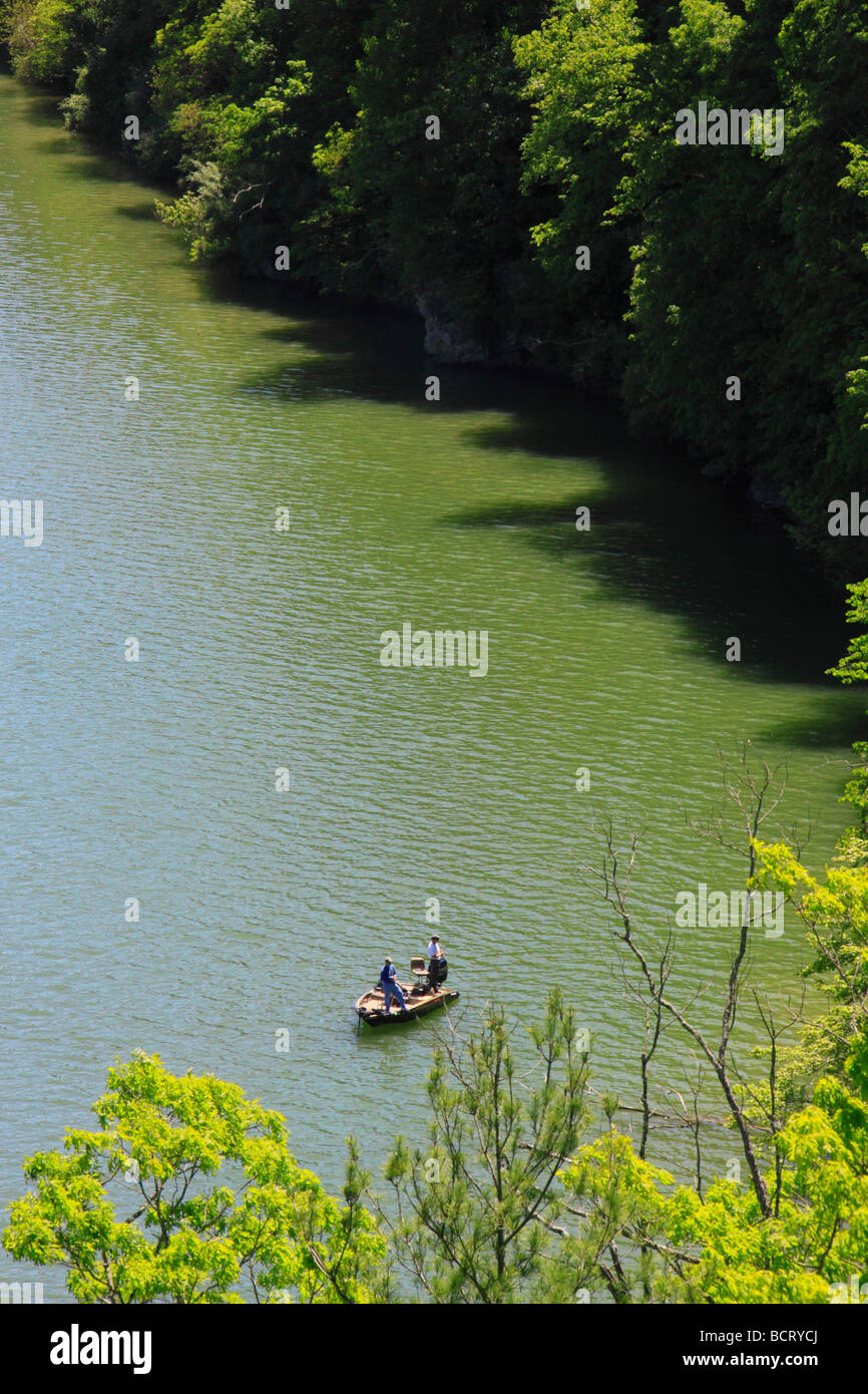 Fishers in boat on Lake Moomaw Covington Virginia Stock Photo Alamy