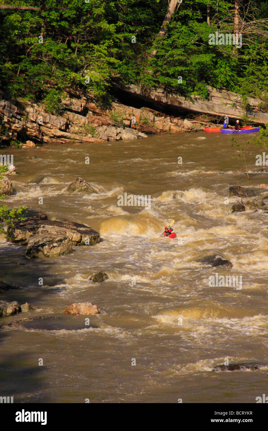 Canoeists and kayakers on Maury River Goshen Pass Natural Area Preserve Goshen Virginia  Stock Photo