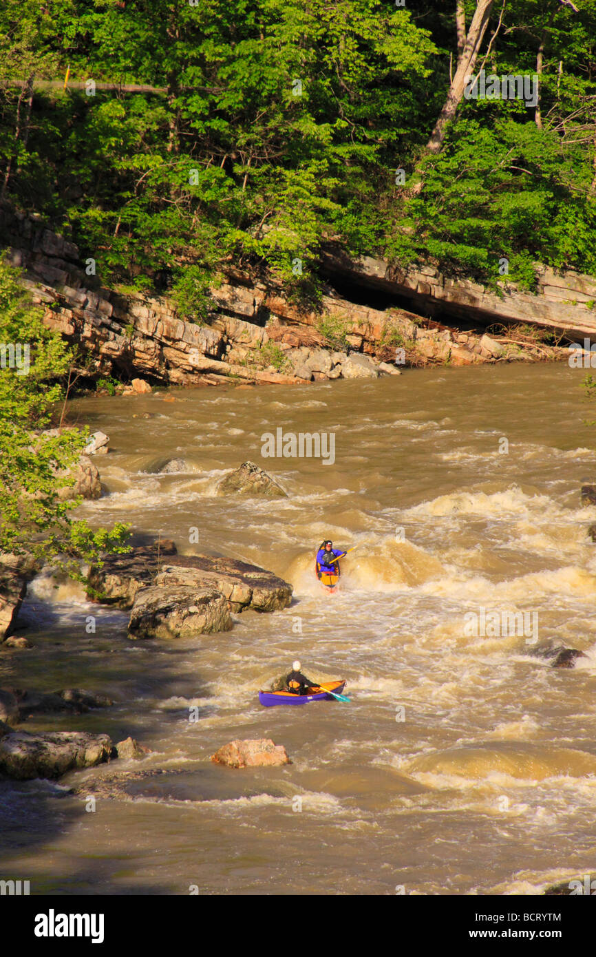 Canoeists and kayakers on Maury River Goshen Pass Natural Area Preserve Goshen Virginia  Stock Photo