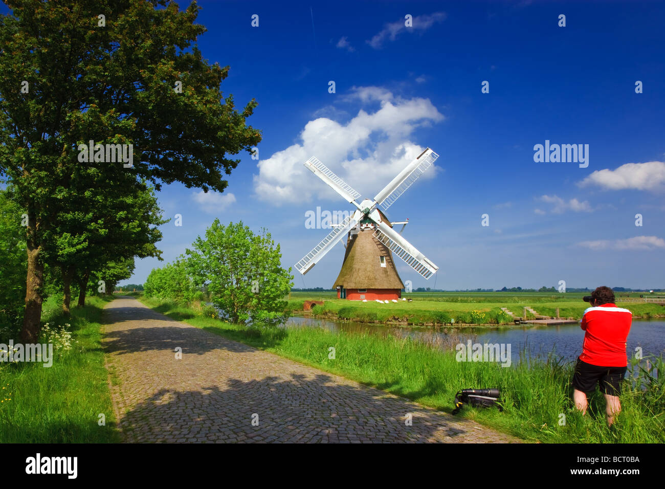 Photographing Krimstermill, Zuidwolde, Groningen, Netherlands Stock Photo
