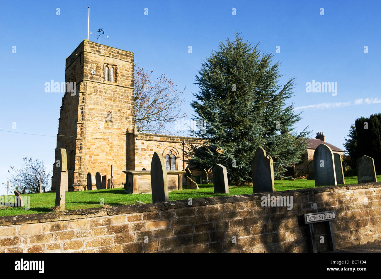 Husthwaite village North Yorkshire UK showing the 12th Century St ...