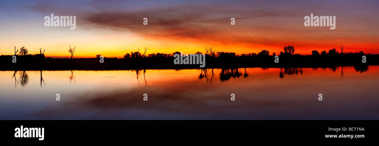 Yellow Water billabong at sunset. Kakadu National Park,UNESCO World Heritage Site, Northern Territory, Australia Stock Photo