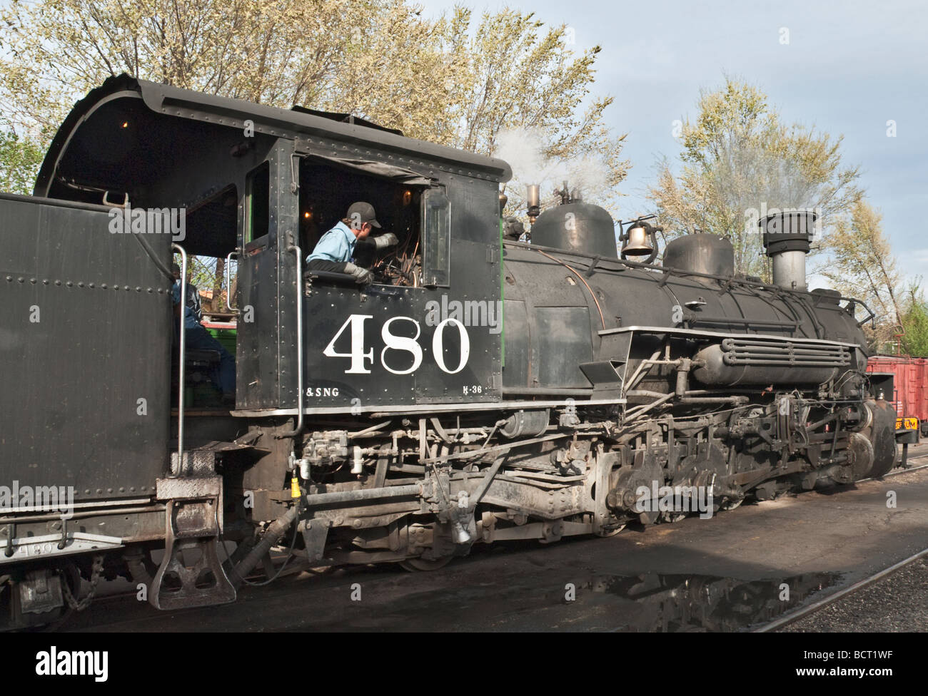 Colorado Durango The Durango Silverton Narrow Gauge Railroad steam engine locomotive Stock Photo