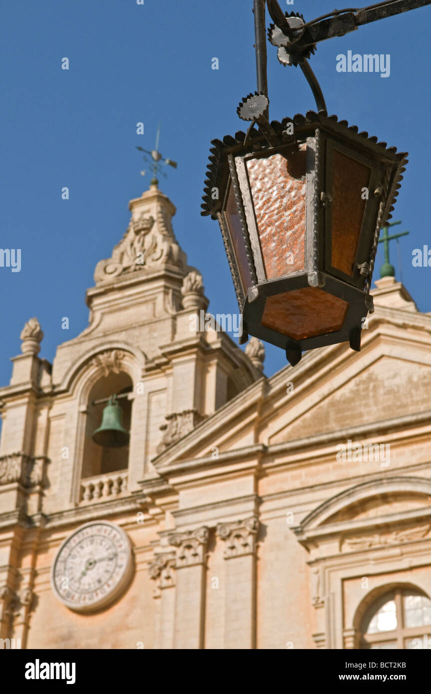 Lantern near St Paul's Cathedral Mdina Malta Stock Photo