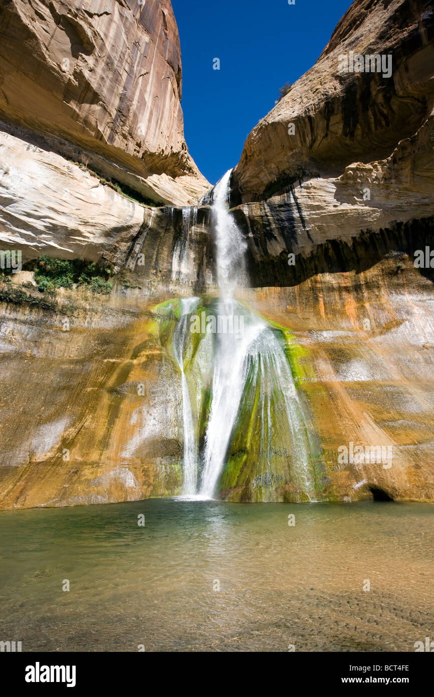 Calf Creek lower waterfalls in Calf Creek State Park, Utah, part of the Grand-Staircase Escalante National Monument. Stock Photo