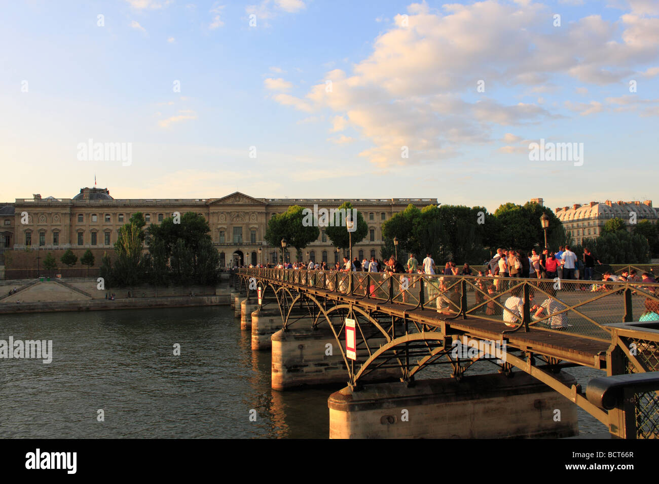 Summer Evening On The Pont Des Arts Paris France Stock Photo Alamy