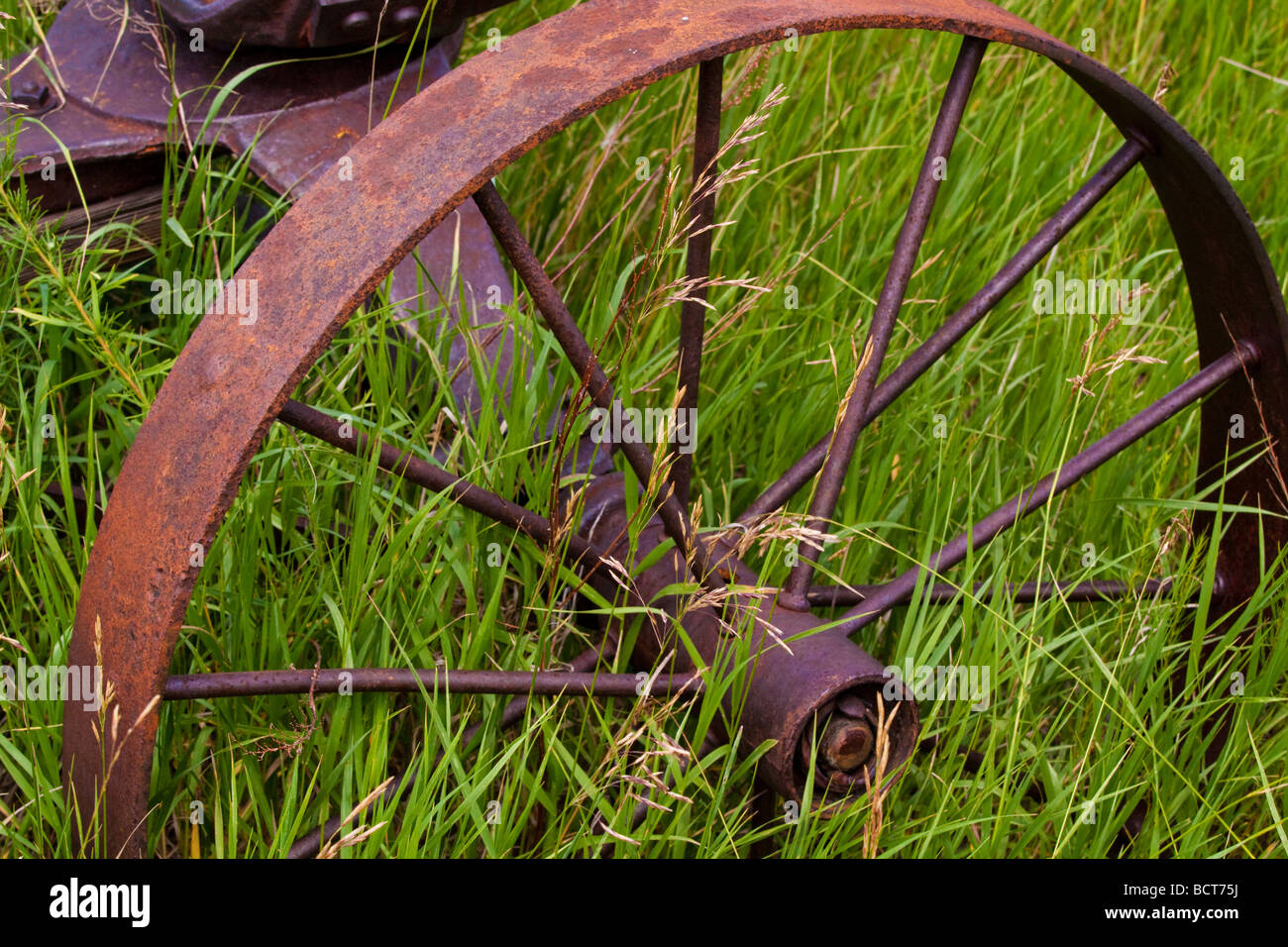 Steel wagon wheel Stock Photo Alamy