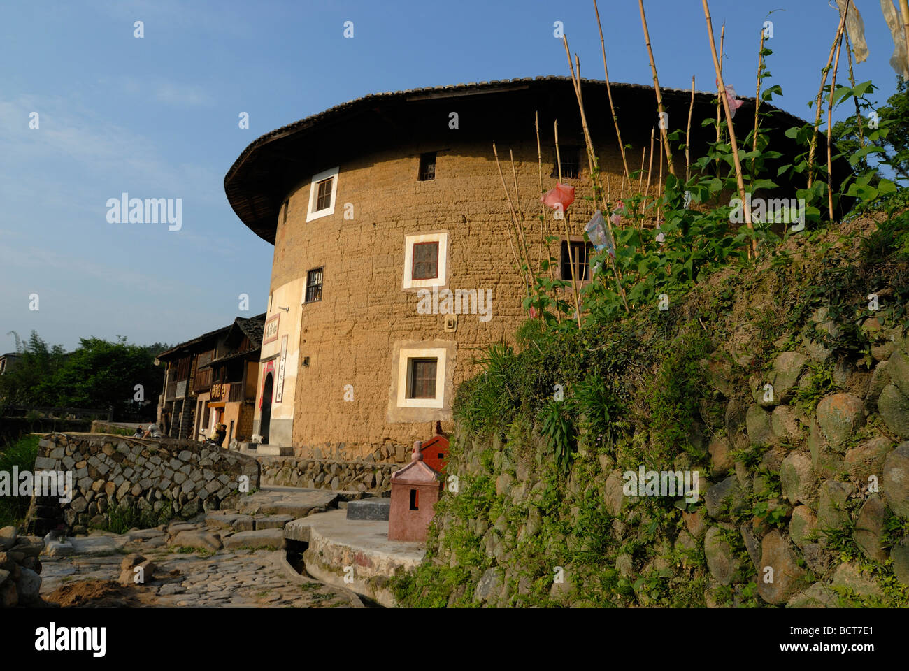 Round House, Chinese: Tulou, round adobe building of the Hakka minority, Hukeng, Fujian, China, Asia Stock Photo