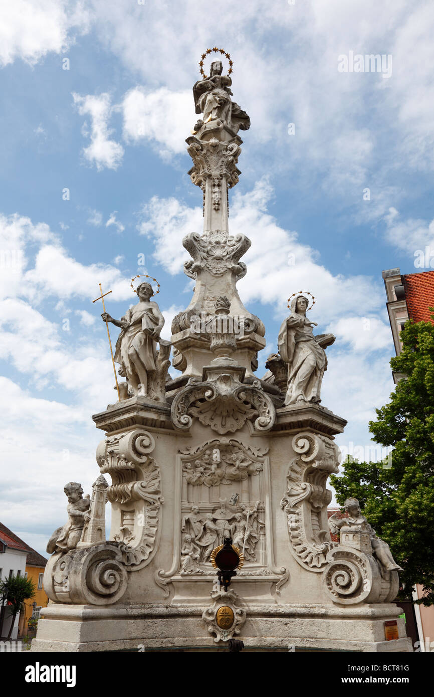 Marian column, Rococo, Hainburg an der Donau, Lower Austria, Austria, Europe Stock Photo