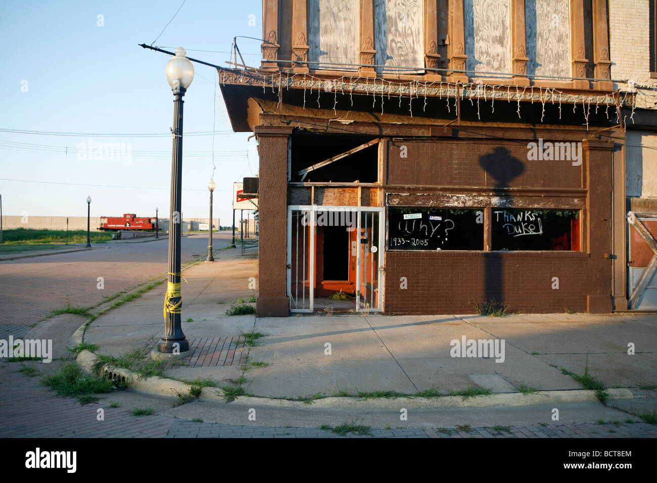 The flood wall separating Cairo, Illinois from the Ohio River is seen