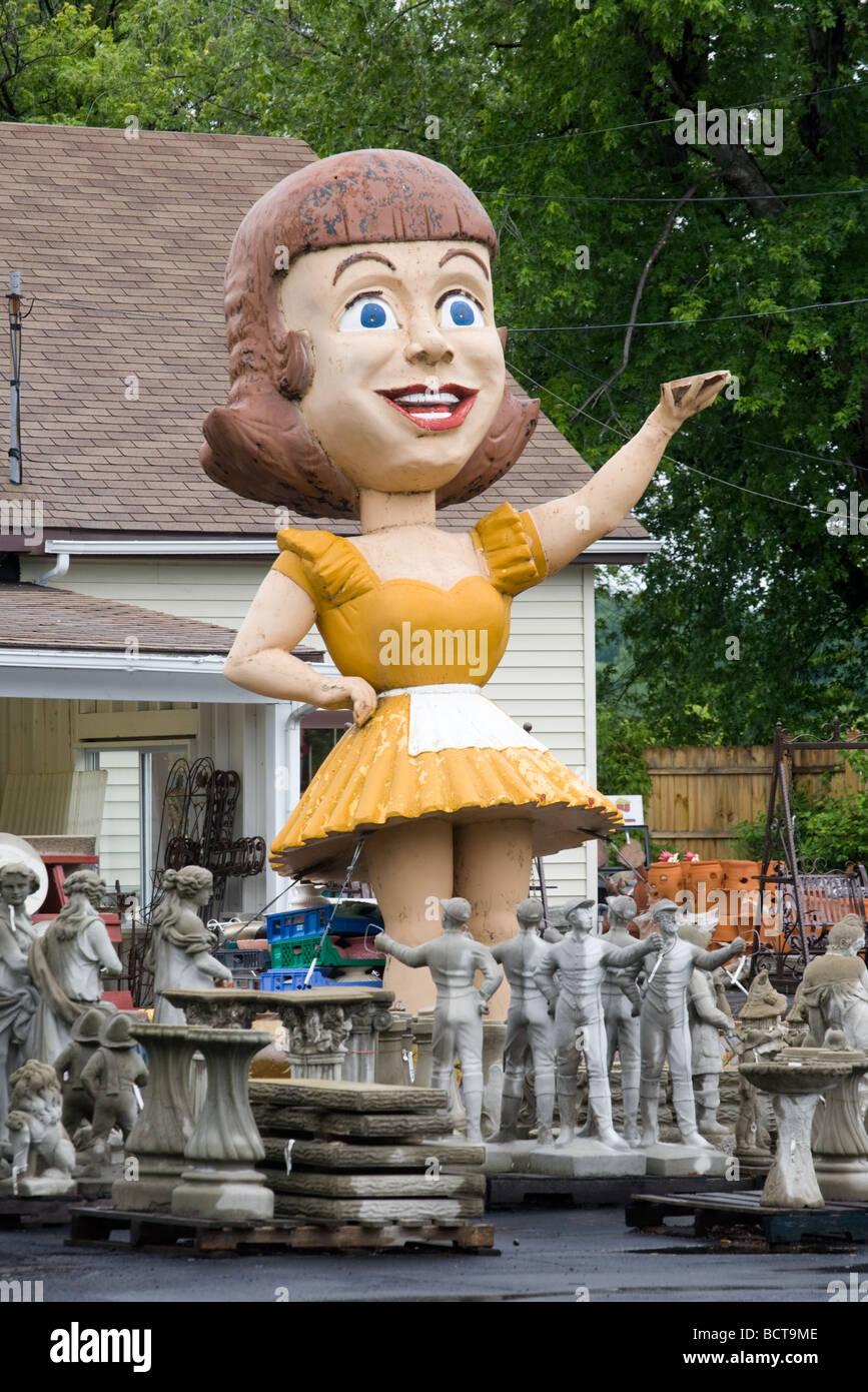 Dolly Dimples is the giant waitress outside a store in Silver Creek, New York State, near Buffalo. Stock Photo