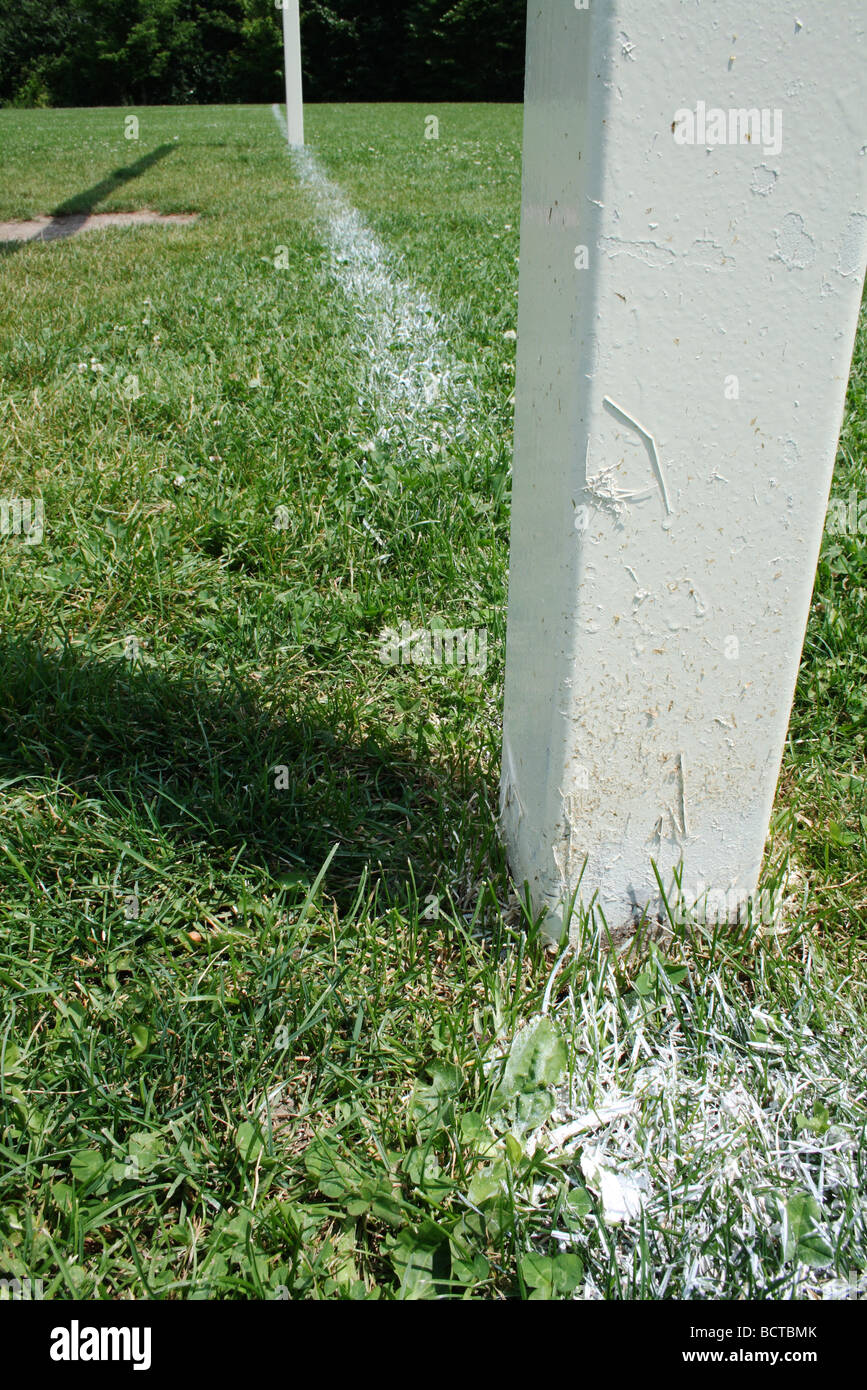Soccer Goal Posts and Goal Line in Public Park Vertical Format Stock Photo Alamy