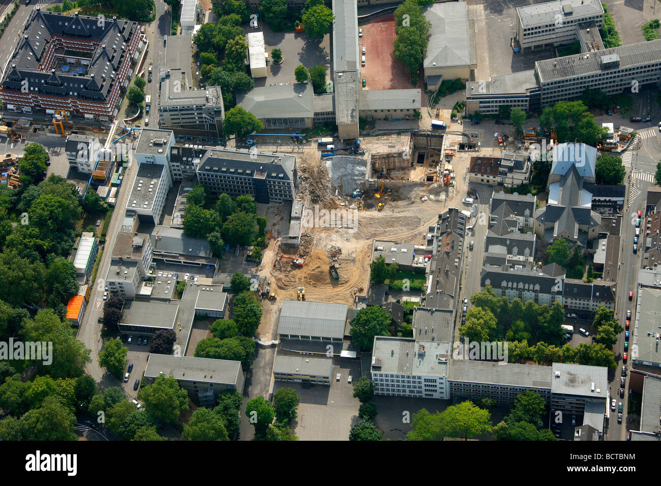 Aerial photograph, Cologne Stadtarchiv municipal archive, subway construction, collapse, construction, Cologne, North Rhine-Wes Stock Photo