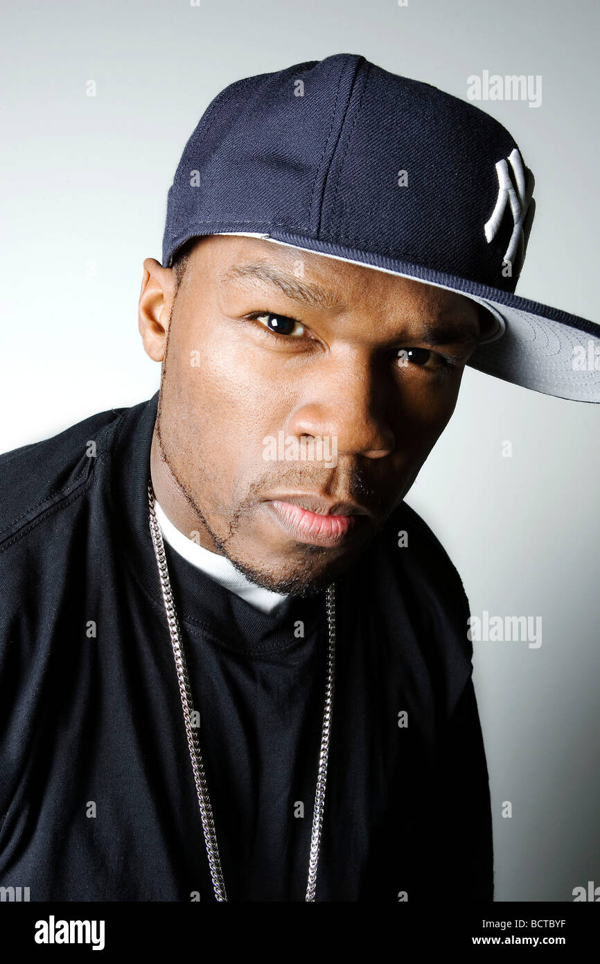 Rapper 50 Cent poses for a portrait session in a West London studio. Stock Photo