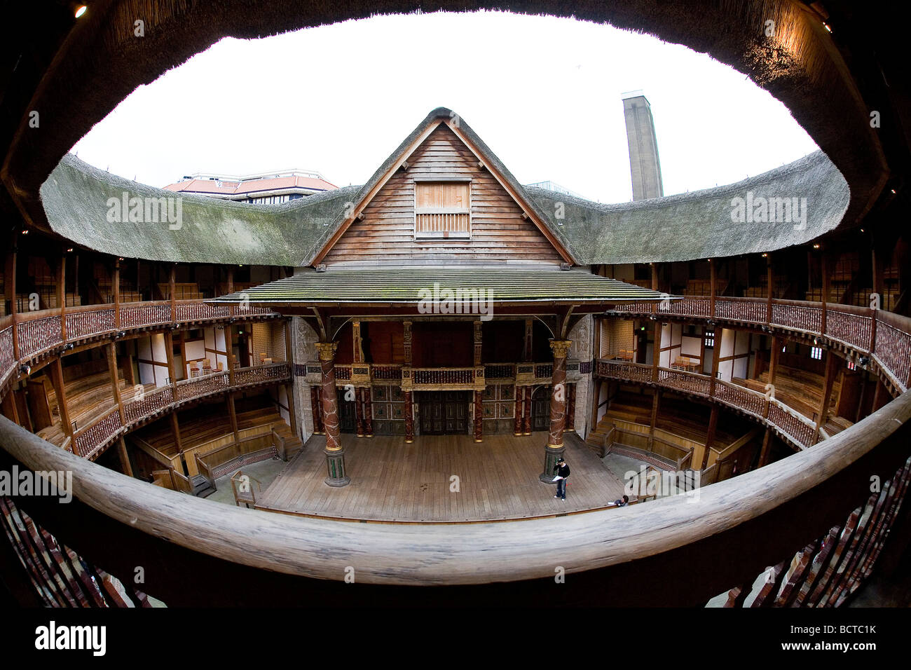 General View of Shakespeare's Globe Theatre, on the South Bank in central London. Stock Photo