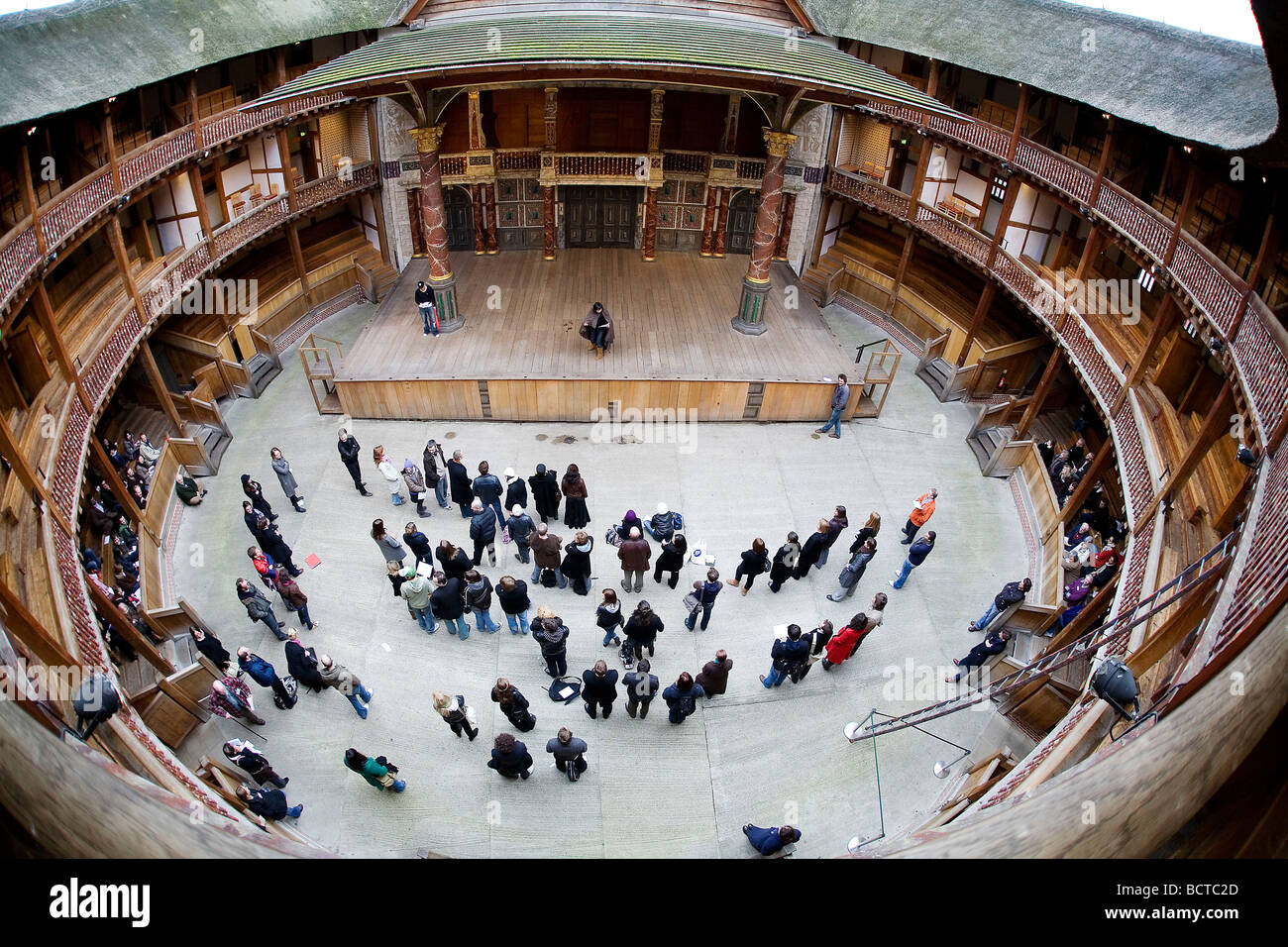 General View of Shakespeare's Globe Theatre, on the South Bank in central London. Stock Photo