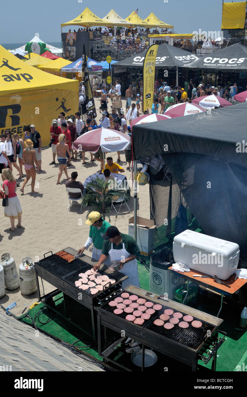 Beach volleyball tournament played in Manhattan Beach, California Stock