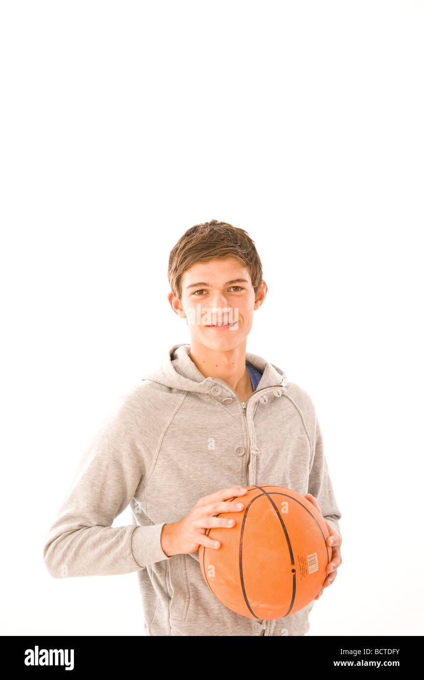 Portrait of a boy with a basketball Stock Photo