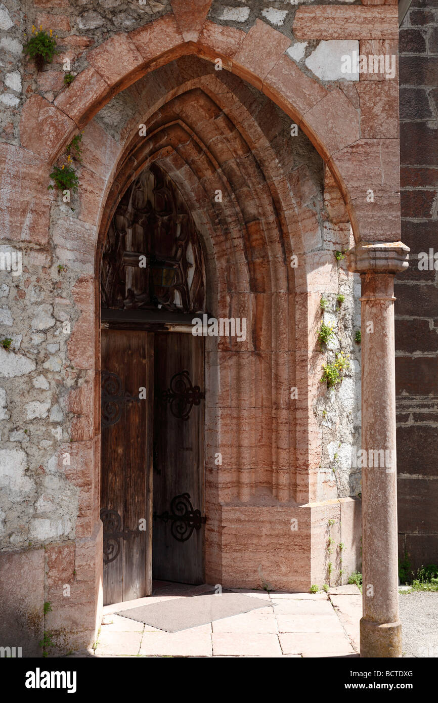 Portal of the church in Altaussee, Ausseer Land country, Salzkammergut region, Styria, Austria, Europe Stock Photo
