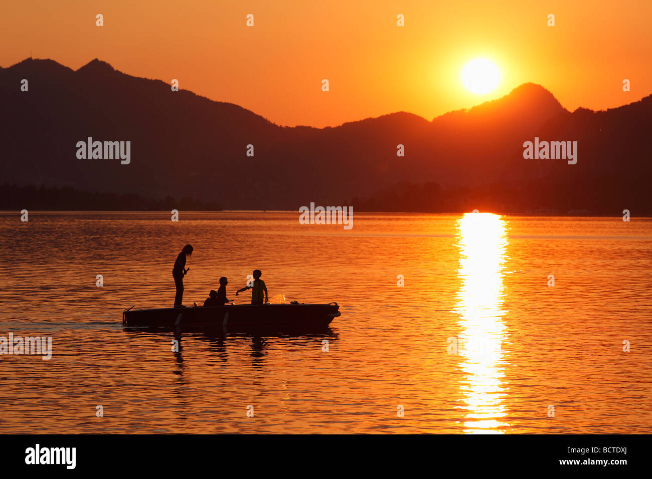 Evening mood in Strobl, Wolfgangsee lake, Salzkammergut region, Upper Austria, Austria, Europe Stock Photo