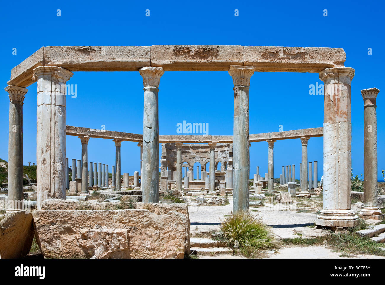 Libya archaeological site of Leptis Magna the market Stock Photo