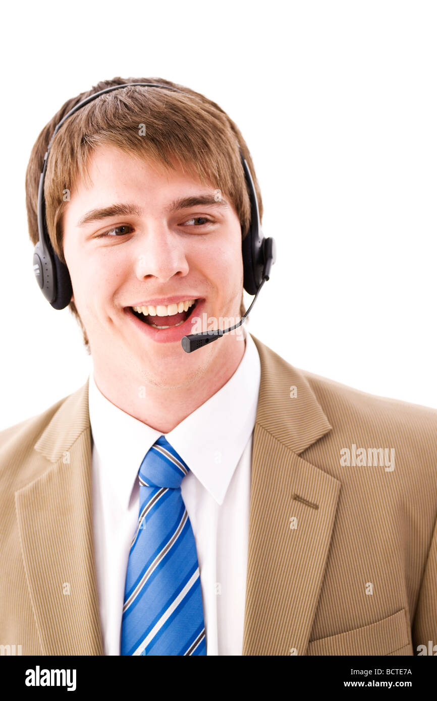 Young Man Wearing A Headset Stock Photo - Alamy