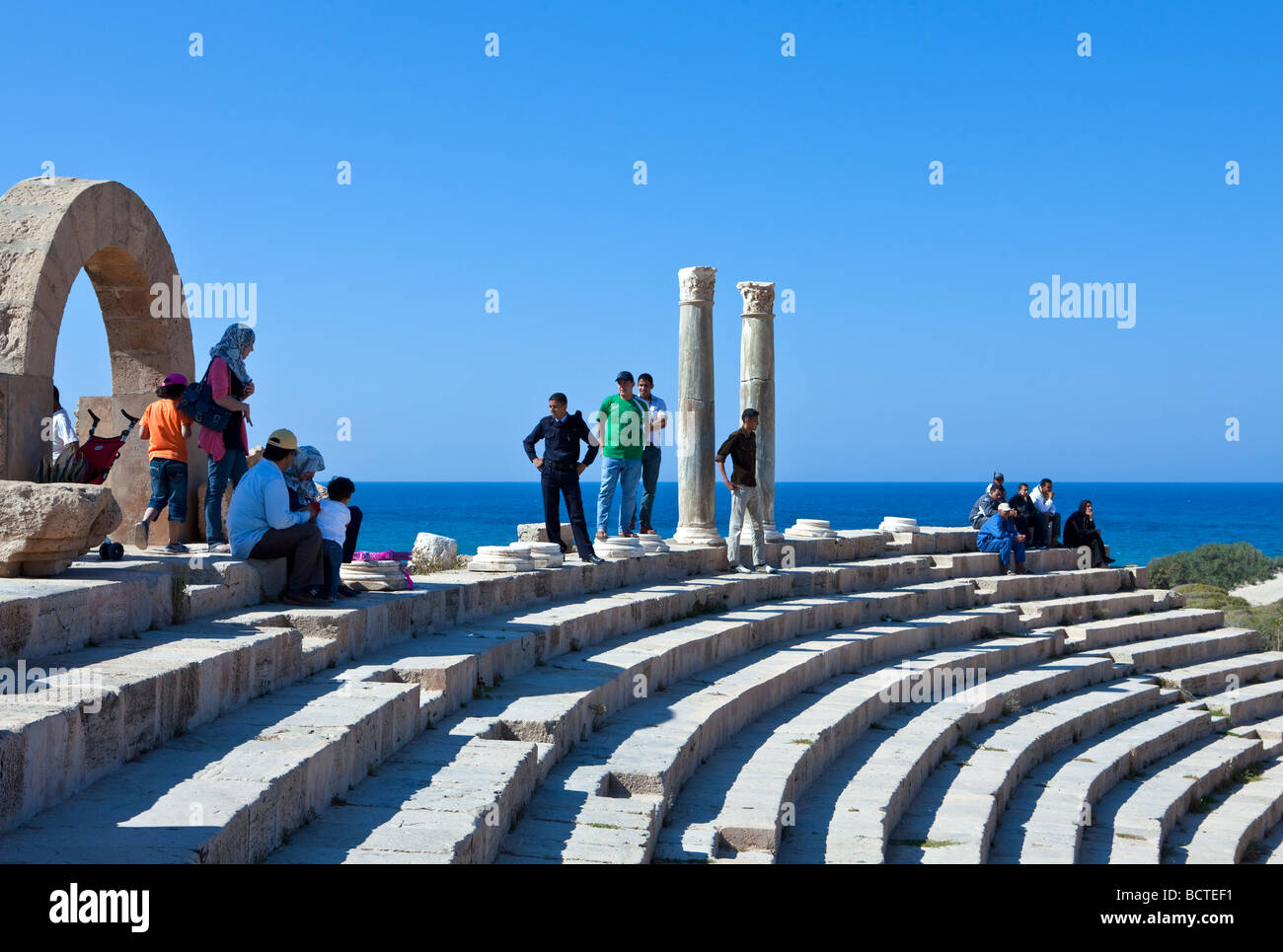 Libya archaeological site of Leptis Magna the theatre Stock Photo