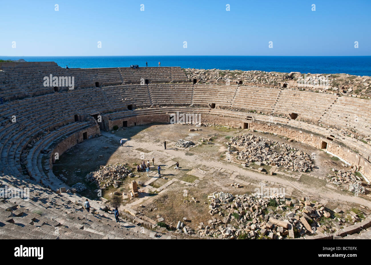Libya archaeological site of Leptis Magna the amphitheatre Stock Photo