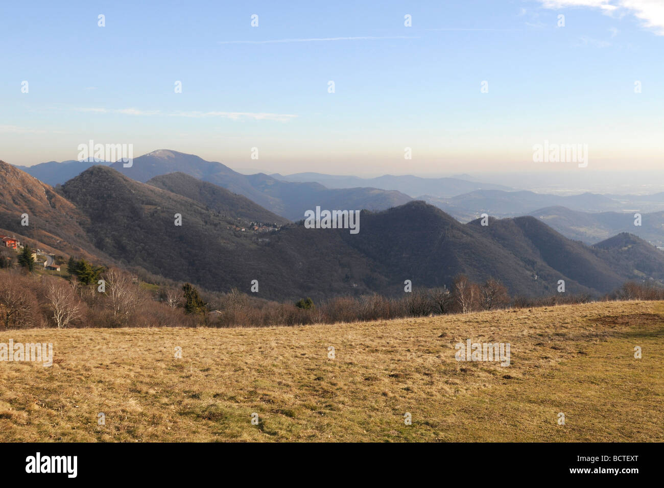 View from the top of the hill Monte di Nese to Alzano Lombardo Bergamo Italy Stock Photo
