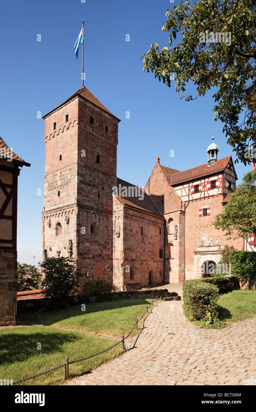 Kaiserburg, emperor's castle, Heidenturm tower, historic city, Nuremberg, Middle Franconia, Franconia, Bavaria, Germany, Europe Stock Photo