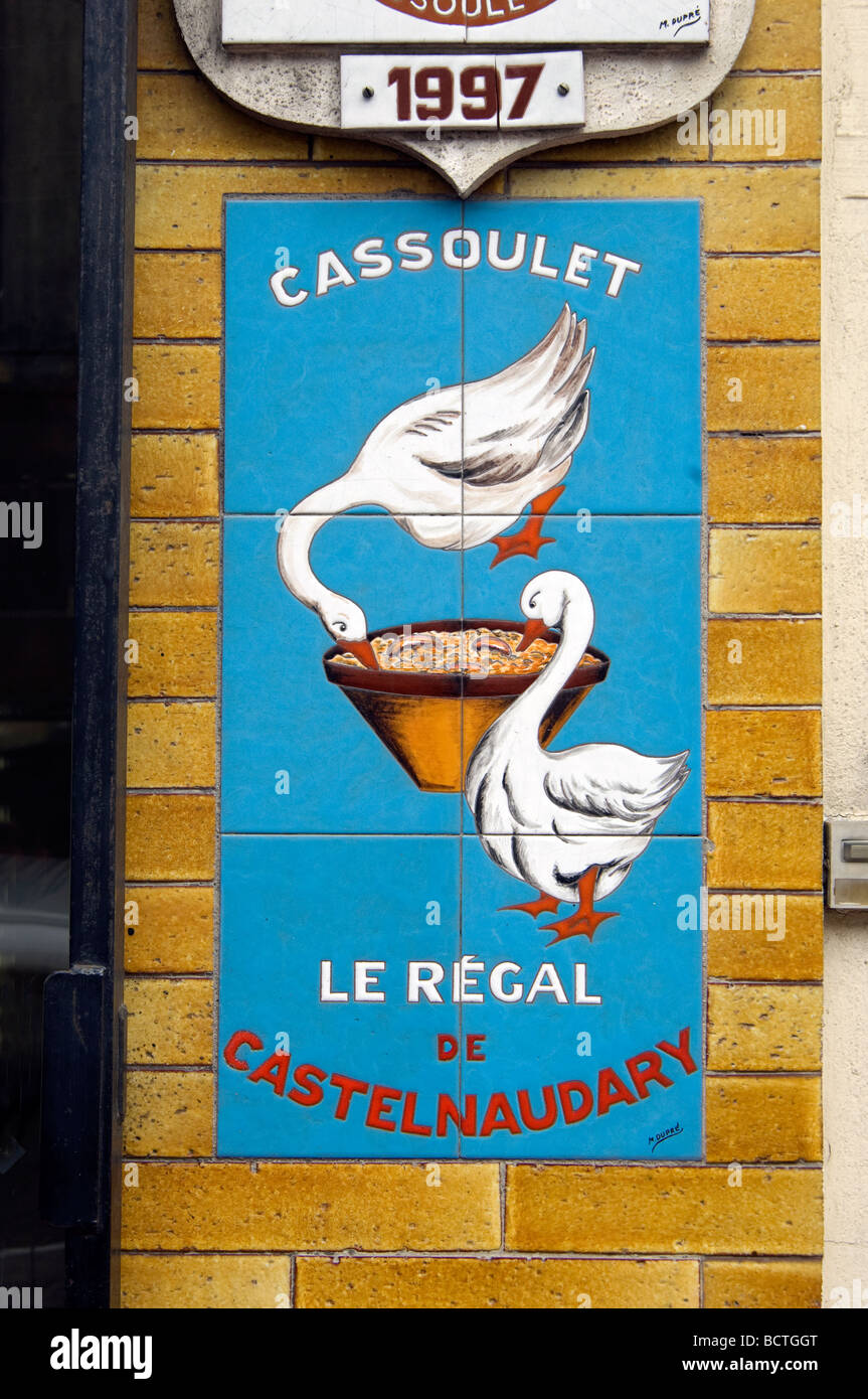 Sign Advertising Cassoulet Stock Photo