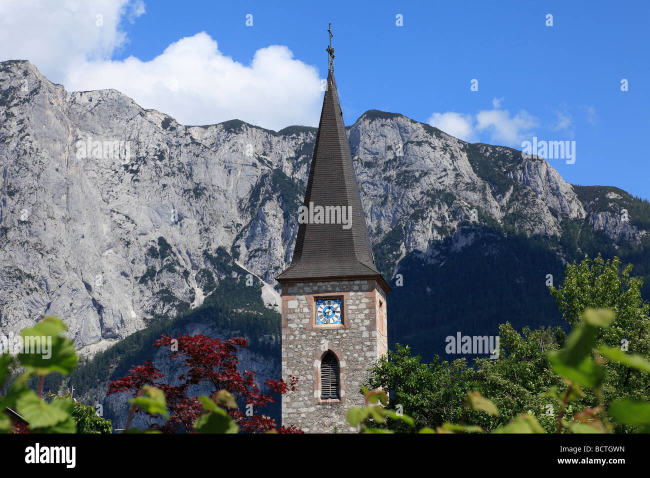 Church in Altaussee, Ausseer Land country, Salzkammergut region, Styria, Austria, Europe Stock Photo