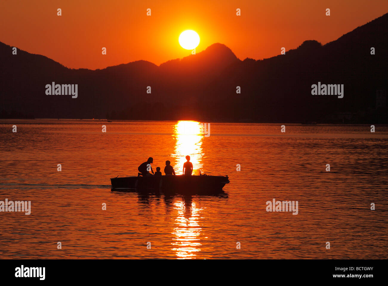 Evening mood in Strobl, Wolfgangsee lake, Salzkammergut region, Upper Austria, Austria, Europe Stock Photo