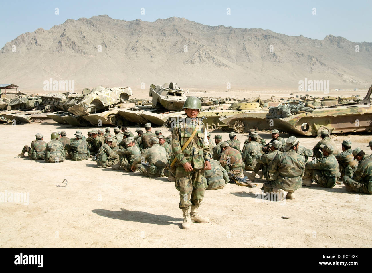 Afghan National Army recruits in training at the Kabul Military Training Center Stock Photo