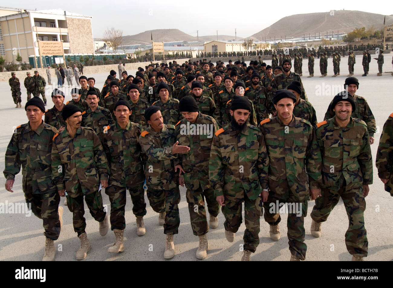 Afghan National Army recruits in training at the Kabul Military Training Center Stock Photo