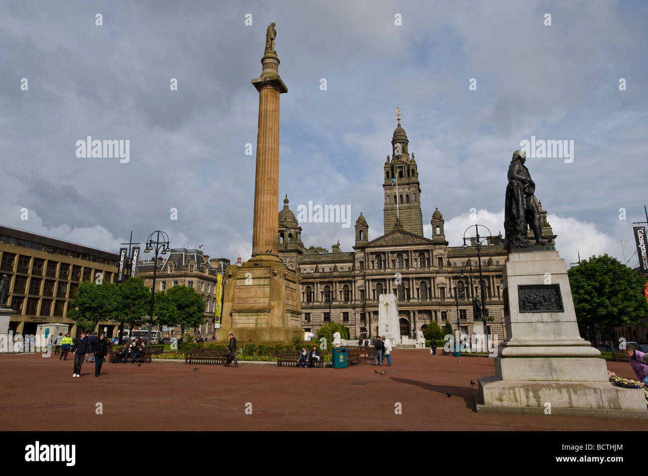 George Square with townhall, Glasgow, Scotland, United Kingdom, Europe Stock Photo