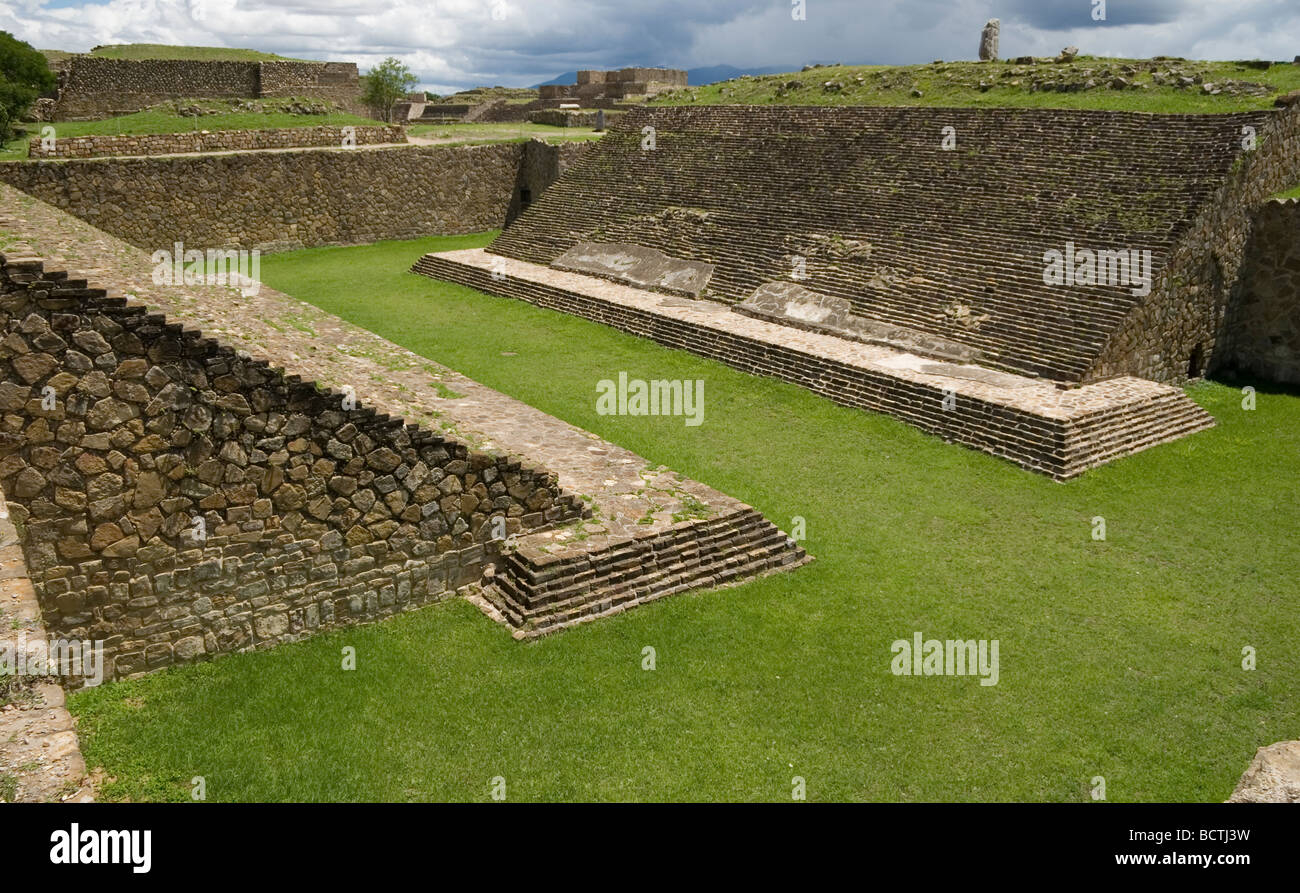 Monte Alban Ruin Site ball court Oaxaca, Mexico, 500 BC-750 AD the oldest stone city in Mexico, Zapotec builders, Stock Photo