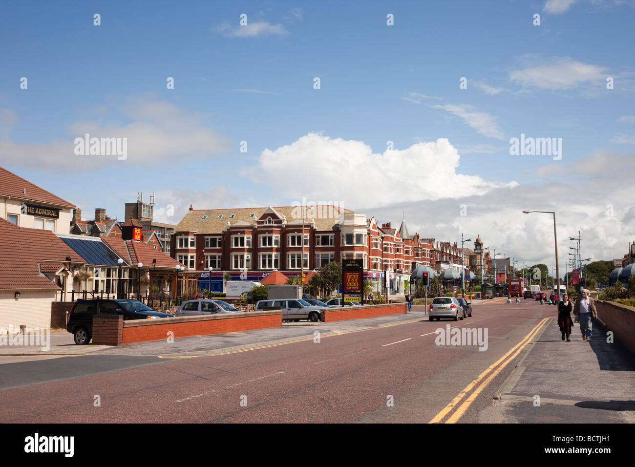 View along wide main street to St Anne's Square in Lytham St Annes Lancashire England UK Britain Stock Photo