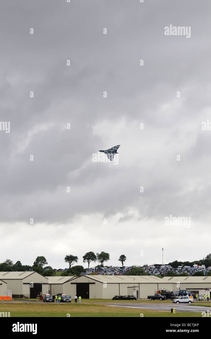 The graceful Avro Vulcan XH558 displays at the International Air Tattoo, RAF Fairford Gloucestershire England. Stock Photo