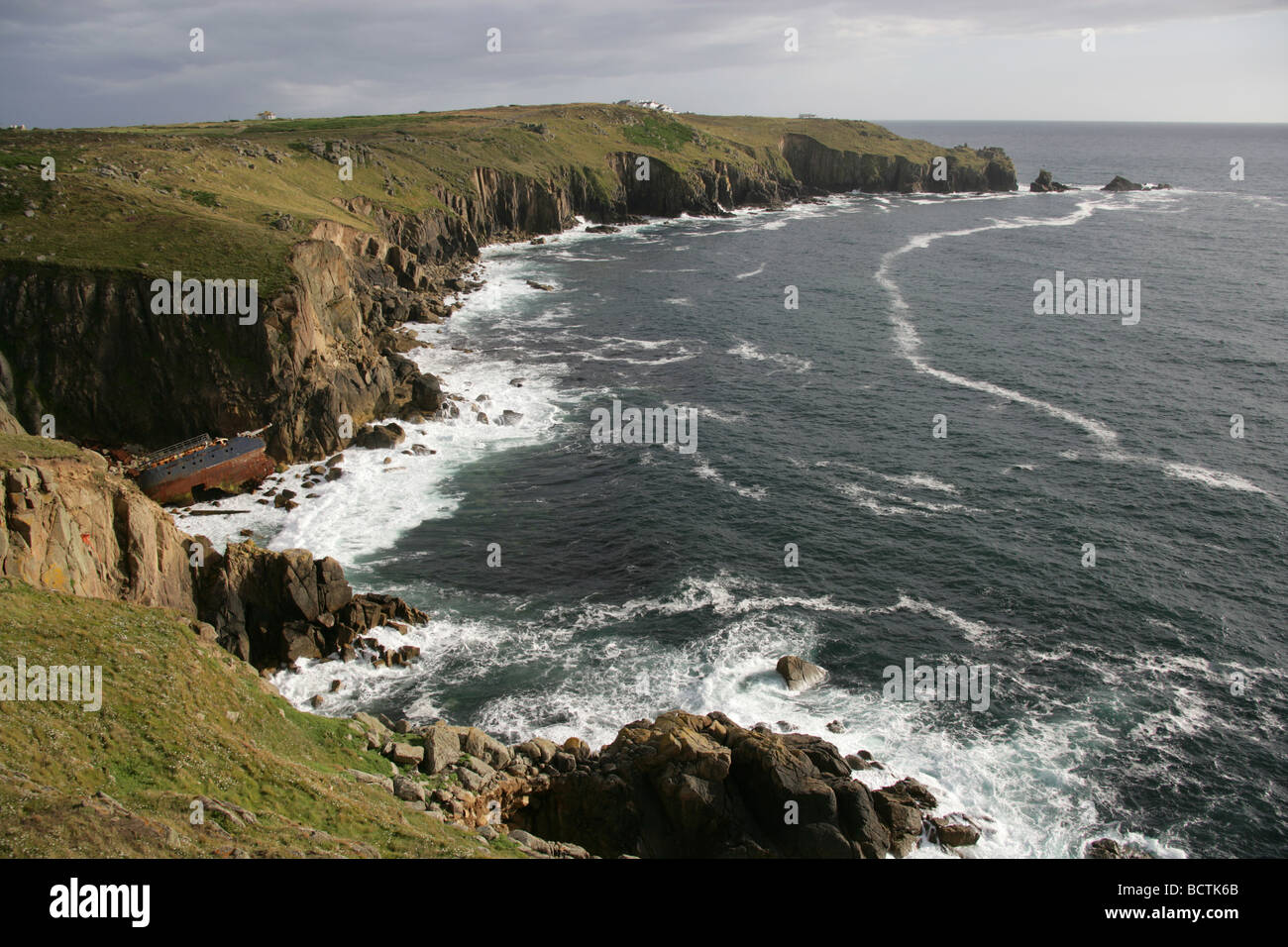 The area of Land’s End, England. View of Castle Zawn to Land’s End