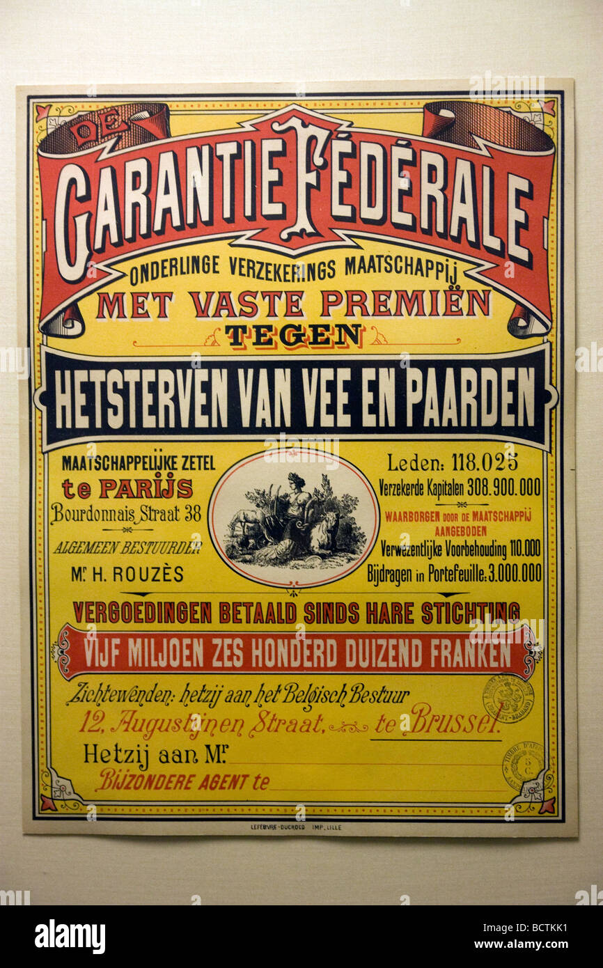 Vintage dutch insurance advertisement poster Stock Photo