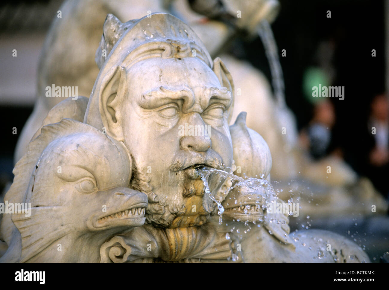 Fountain Rome Fish Fountain sculpture, sea creature with fish, Fontana del Moro Fountain ...