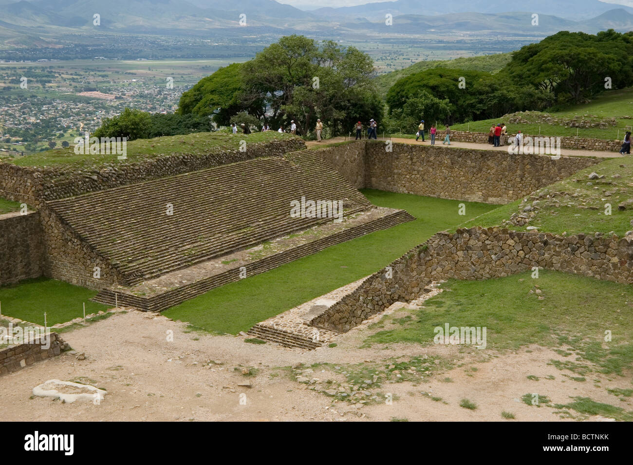 Monte Alban Ruin Site Oaxaca, Mexico, 500 BC-750 AD the oldest stone city in Mexico, Zapotec builders, ball court Stock Photo