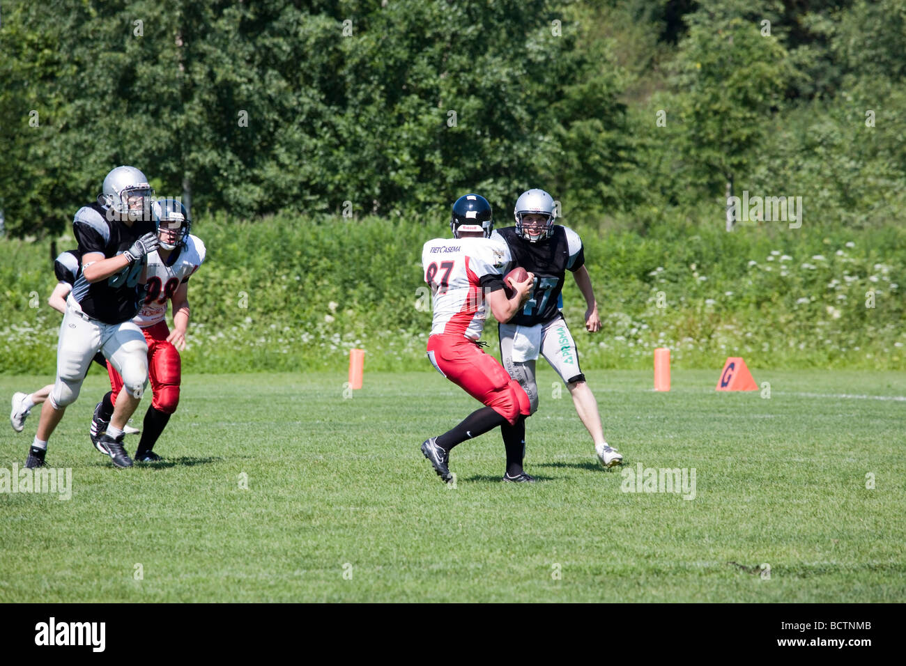 Junior American football game action Lappeenranta Finland Stock Photo