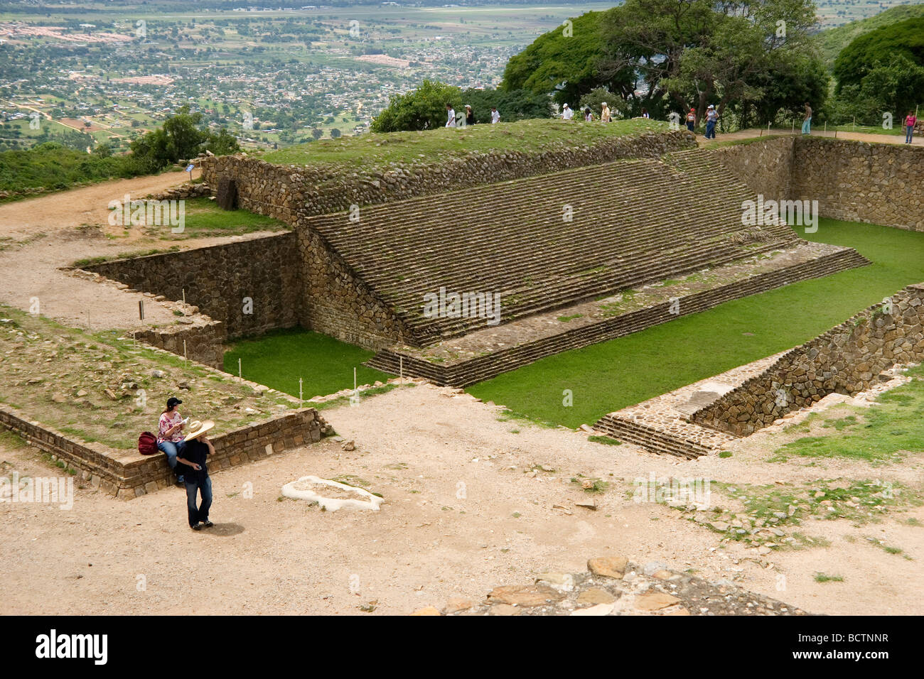Monte Alban Ruin Site Oaxaca, Mexico, 500 BC-750 AD the oldest stone city in Mexico, Zapotec builders, stone pyramidal platforms Stock Photo