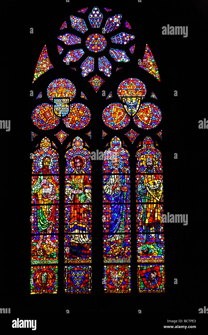 Gothic window stained glass Saint John cathedral Wroclaw Lower Silesia ...