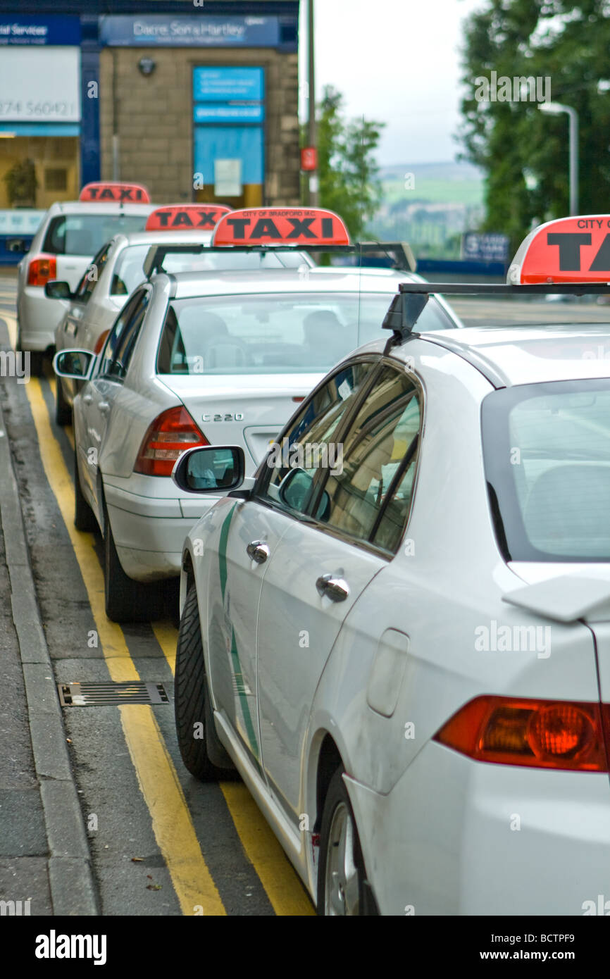 Taxis in a Row Stock Photo