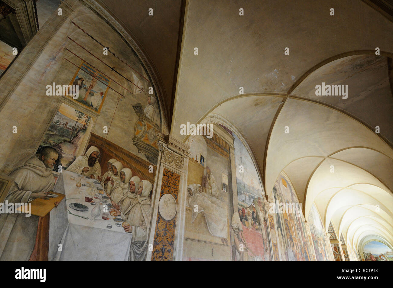 Renaissance frescoes in Monte Oliveto Maggiore monastery, Tuscany, Italy Stock Photo